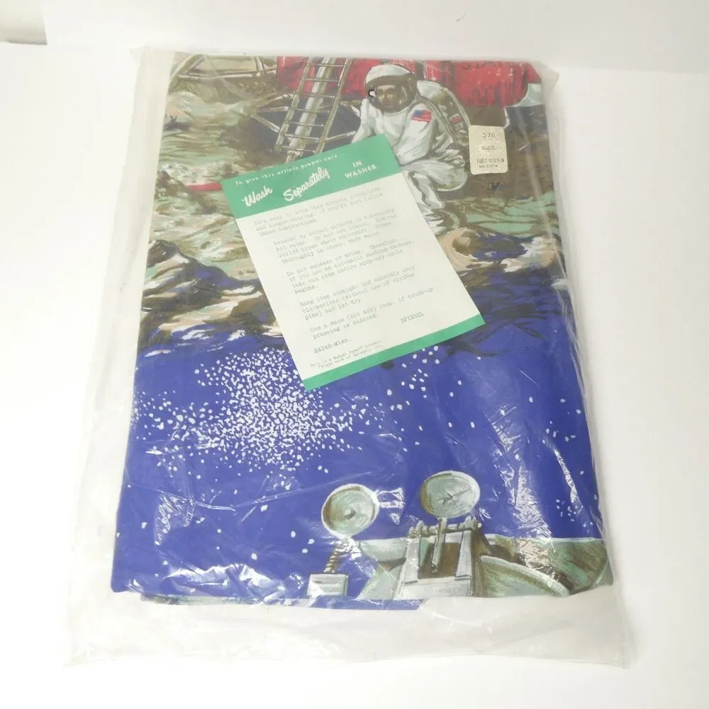 Space Race Moon Landing Sheets Spiegel Cotton Bunk & Sham Vintage NOS 1960s
